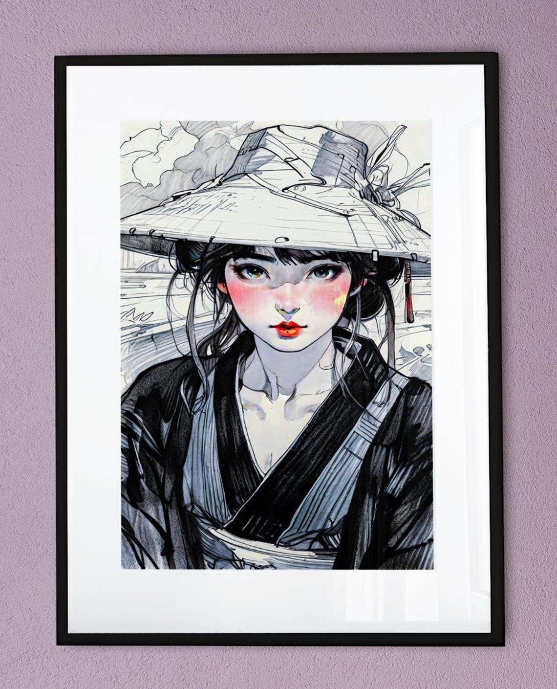 Anime Girl, Retro Manga Art Print