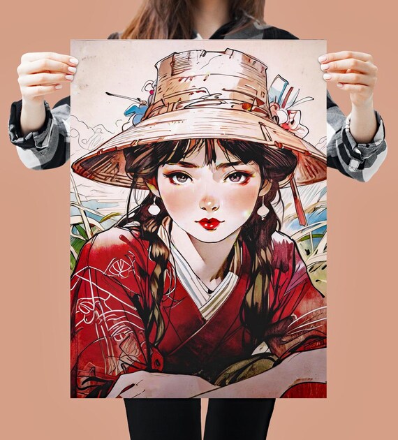 Anime Girl Retro Anime Poster, Manga Portrait