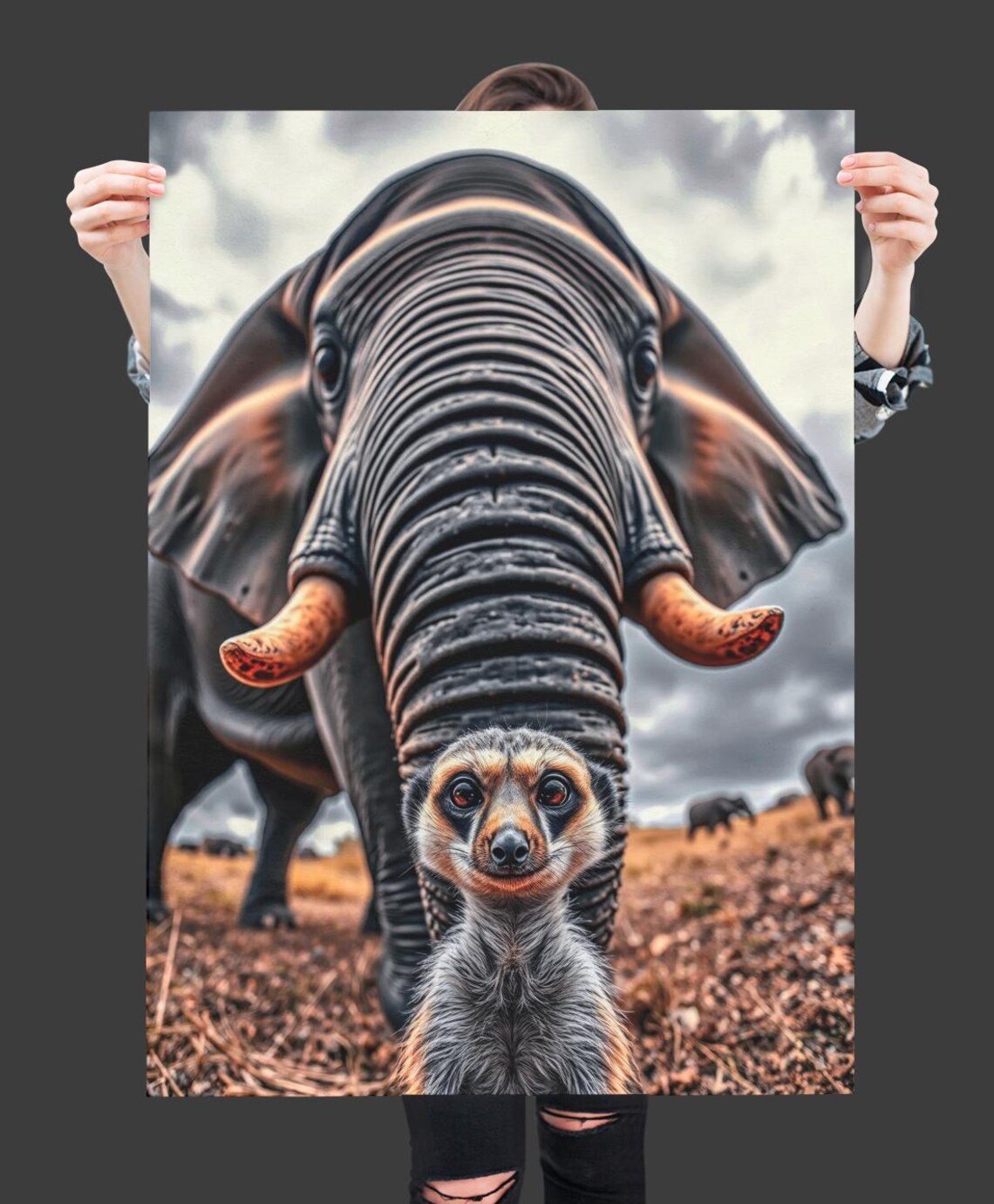 Meerkat Poster, Funny Animal Surreal Wildlife Art - Image 2