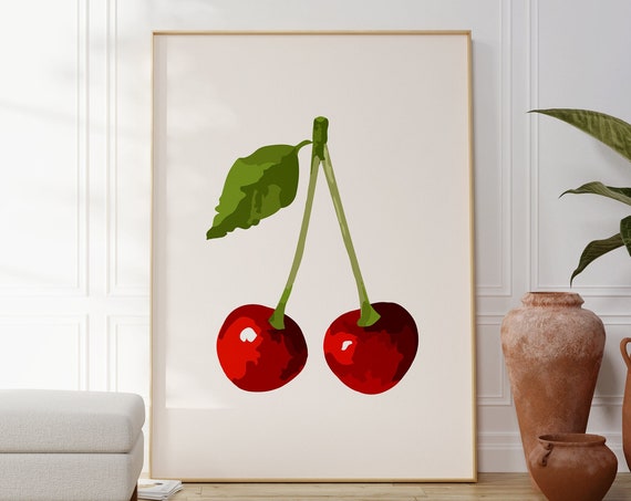 Cherry Poster Apartment Decor Trendy Print Dorm Room Girly Wall Funky Art Cool Girl