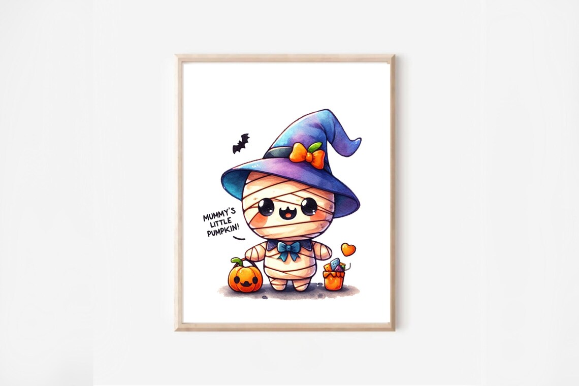 Baby Mummy Witch Hat Mummys Little Pumpkin Halloween Kids Poster