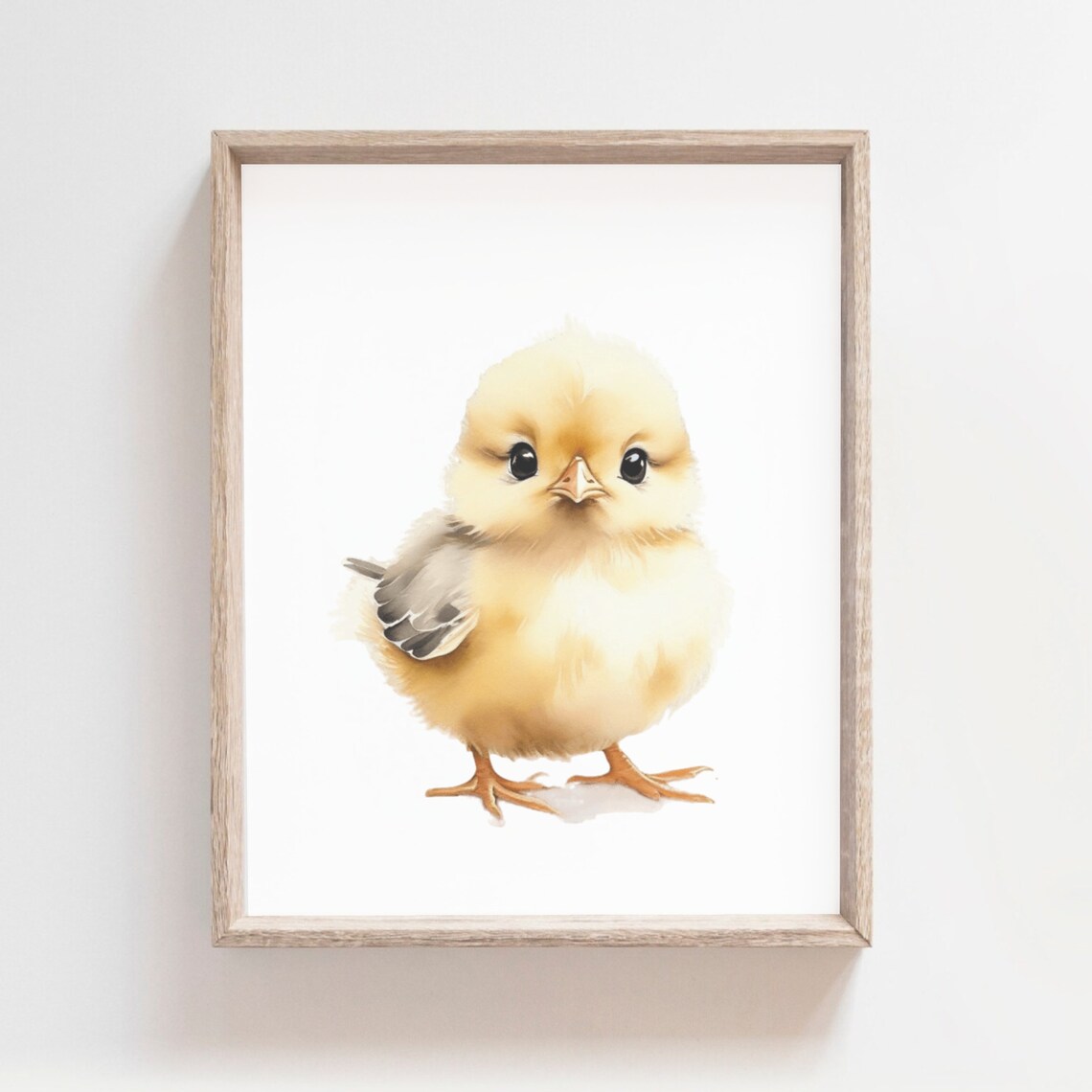 Fluffy Baby Chick Watercolor Soft Yellow Farm Bird Nursery Poster