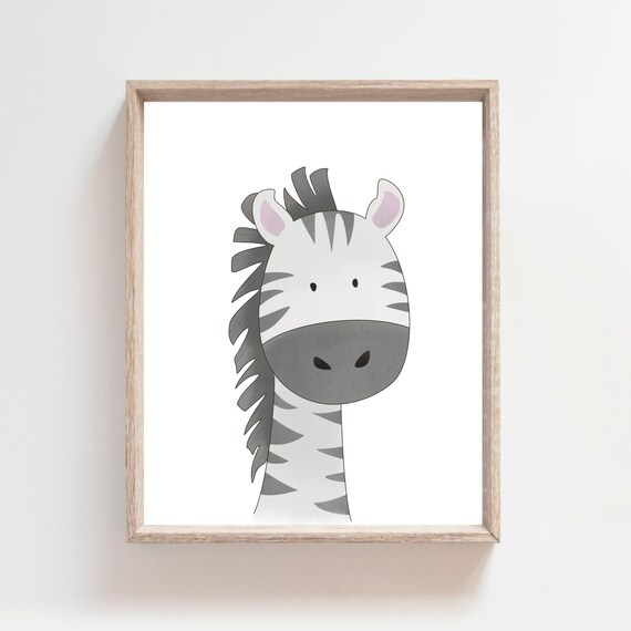 Safari Nursery Wall Art Baby Zebra Animal Print Baby Room Decor African Animal Kids Room Print Cute Zebra