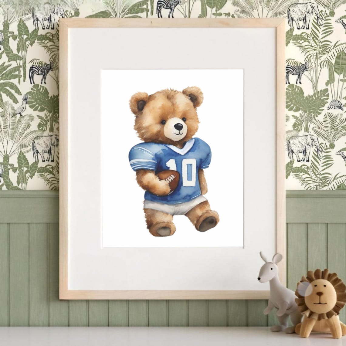 Football Print Bear Football Nursery Art Football Wal Art Sport Wall Art Sports Decor Sport Nursery Prints Childrens Room Decor - Image 2