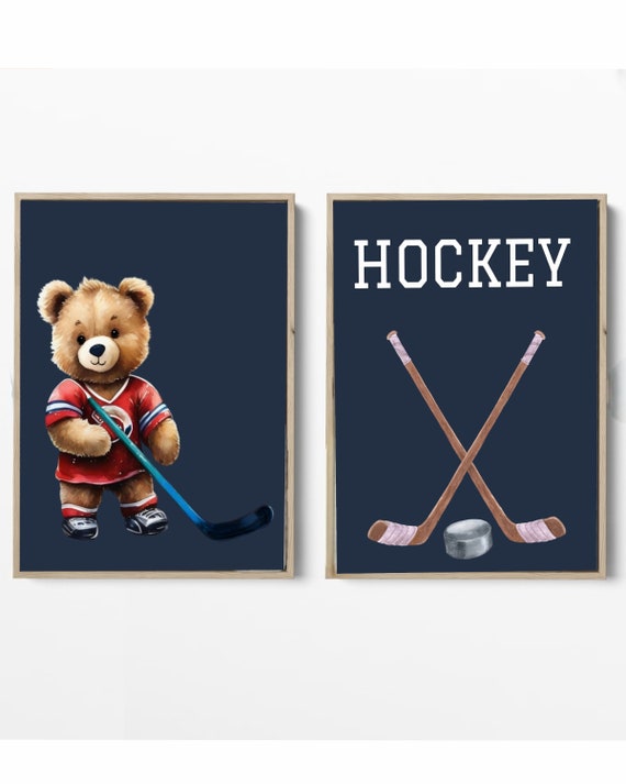 Animal Sports Nursery Hockey Nursery Decor Woodland Animal Prints Hockey Nursery Hockey Wall Art Hockey Nursery Print Sports Animals