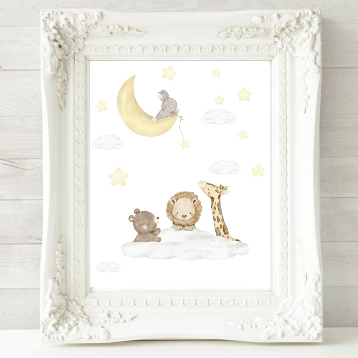 Baby Safari Nursery Print Safari Friends Decor Watercolor Art Baby Safari Wall Art Kids Room Decor Neutral Decor Elegant Art Print - Image 2