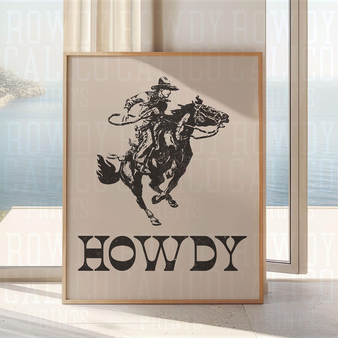 Howdy Vintage Rodeo Bronco Rider Retro Western Decor Quote Poster - Image 2