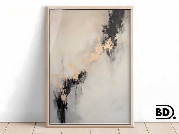 Modern Abstract Square Wall Art Neutral Beige Print Large Japandi Style Decor Minimalist Brush Strokes Artwork