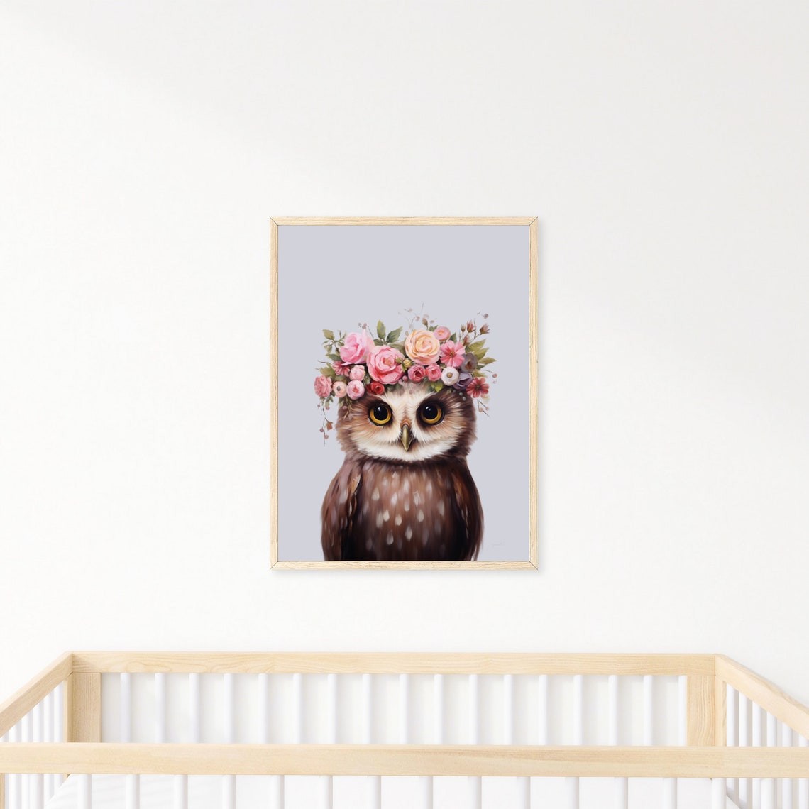 Floral Owl Nursery Print Girls Room Decor