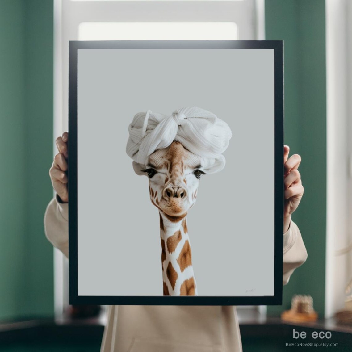 Giraffe Bathroom Print Funny Animal Art