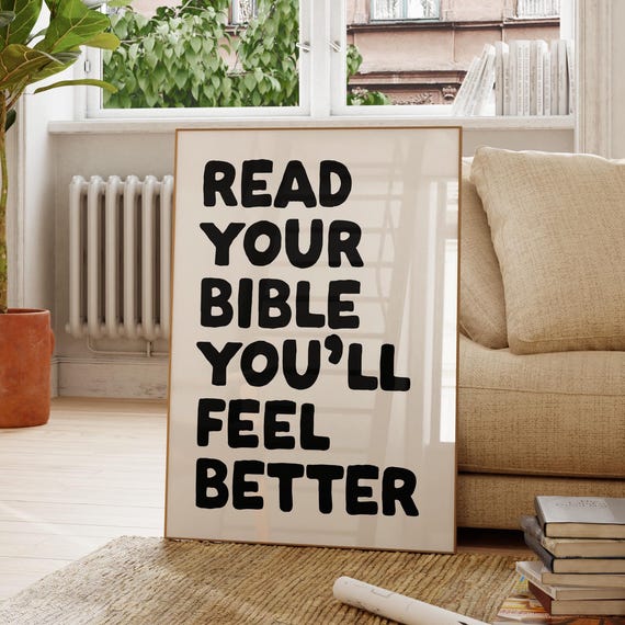 Read Your Bible Print Christian Wall Art Girl Cute Verse Scripture