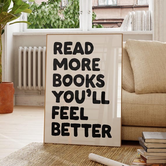 Funny Book Quote Print Reader Wall Art Girly Bookish Lover Gift Girl For Nook Decor