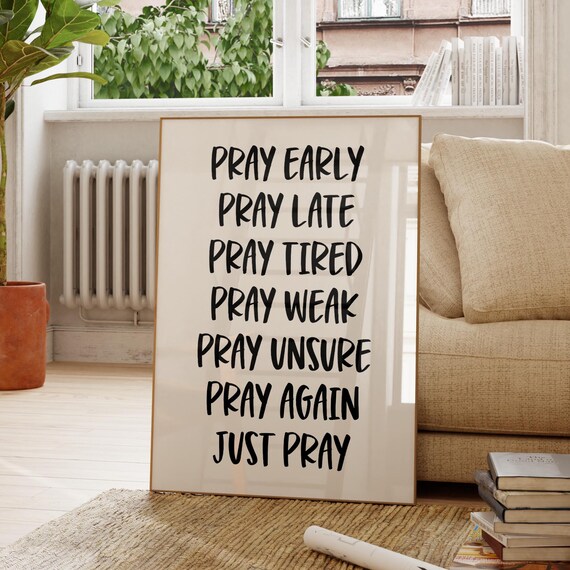 Christian Prayer Wall Art Room Decor Pray Quote Print Positive Scripture