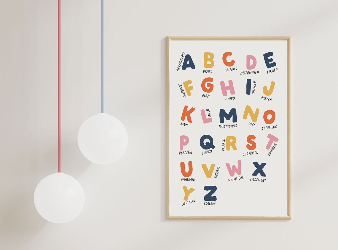 Alphabet Feelings A To Z Colorful Kids Nursery Room Decor Poster Gift - Image 6