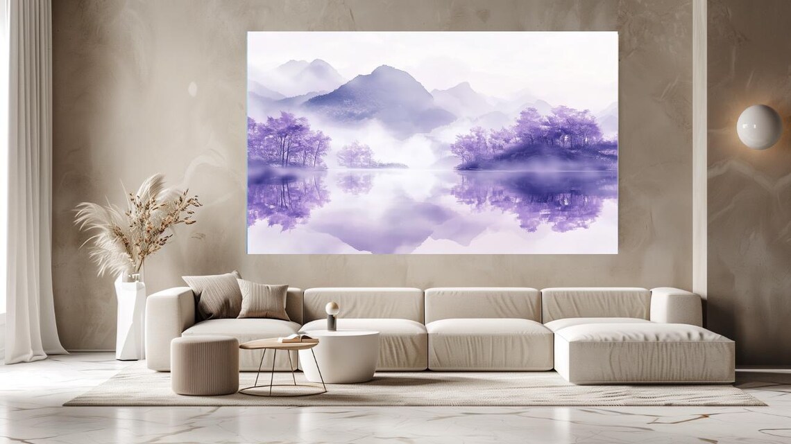 Misty Lake Abstraction Art Print, Lake Wall Decor