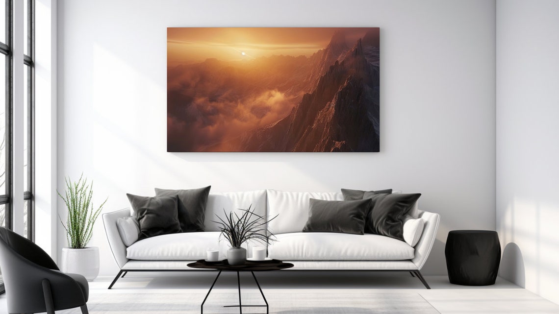 Sunrise In Mountains Print Picture Home Decor Wall Art Gift Nature Design Room Decor Wall Hangings