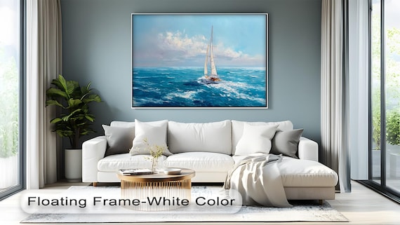 Sailboat Ocean Blue Seascape Coastal Nautical Sailing Ship Poster