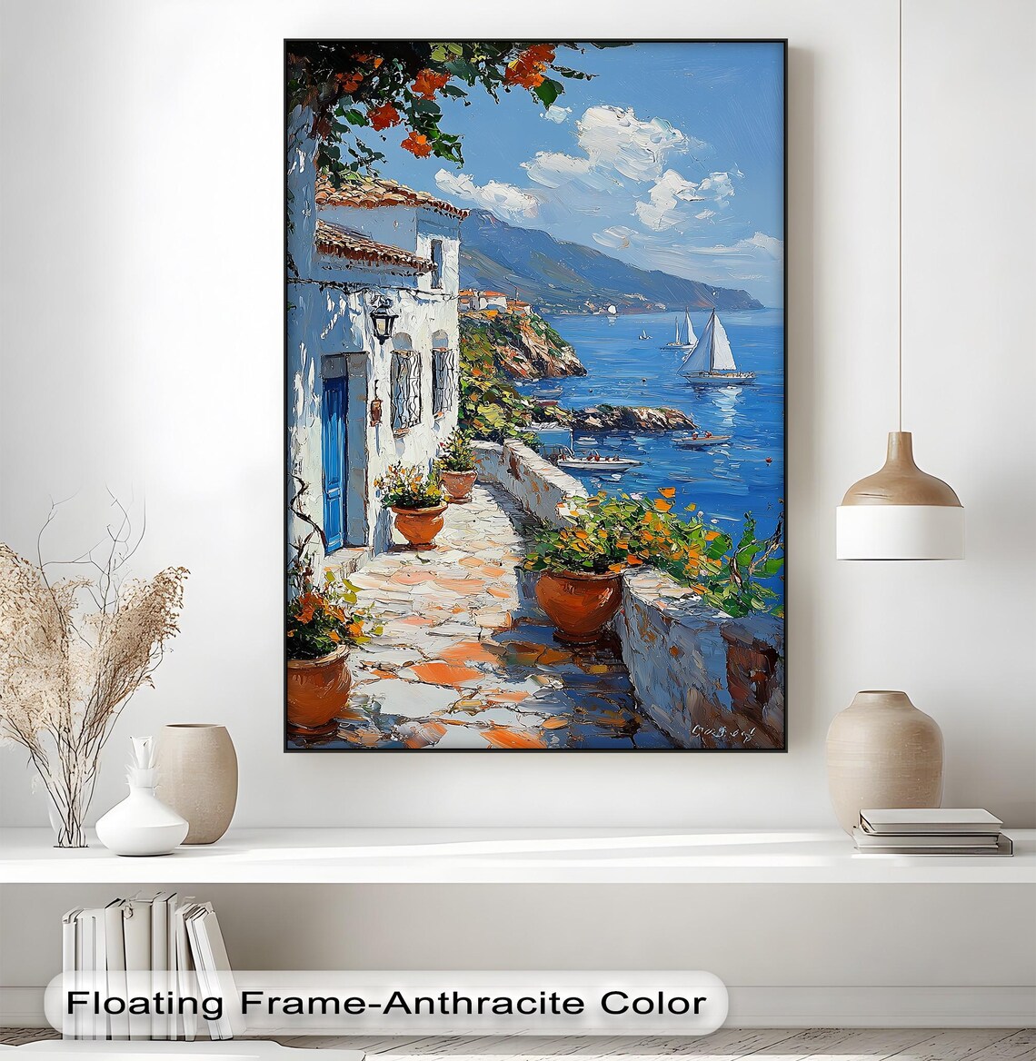 Mediterranean Sea View Coastal Path With Sailboats