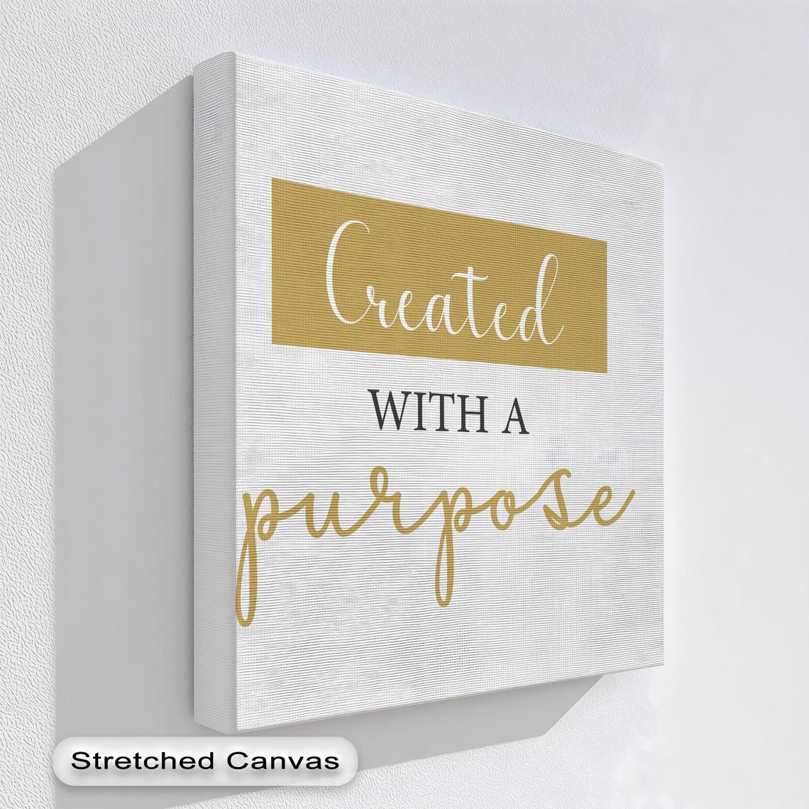 Created With A Purpose Gold Script Motivational Canvas Wall Art