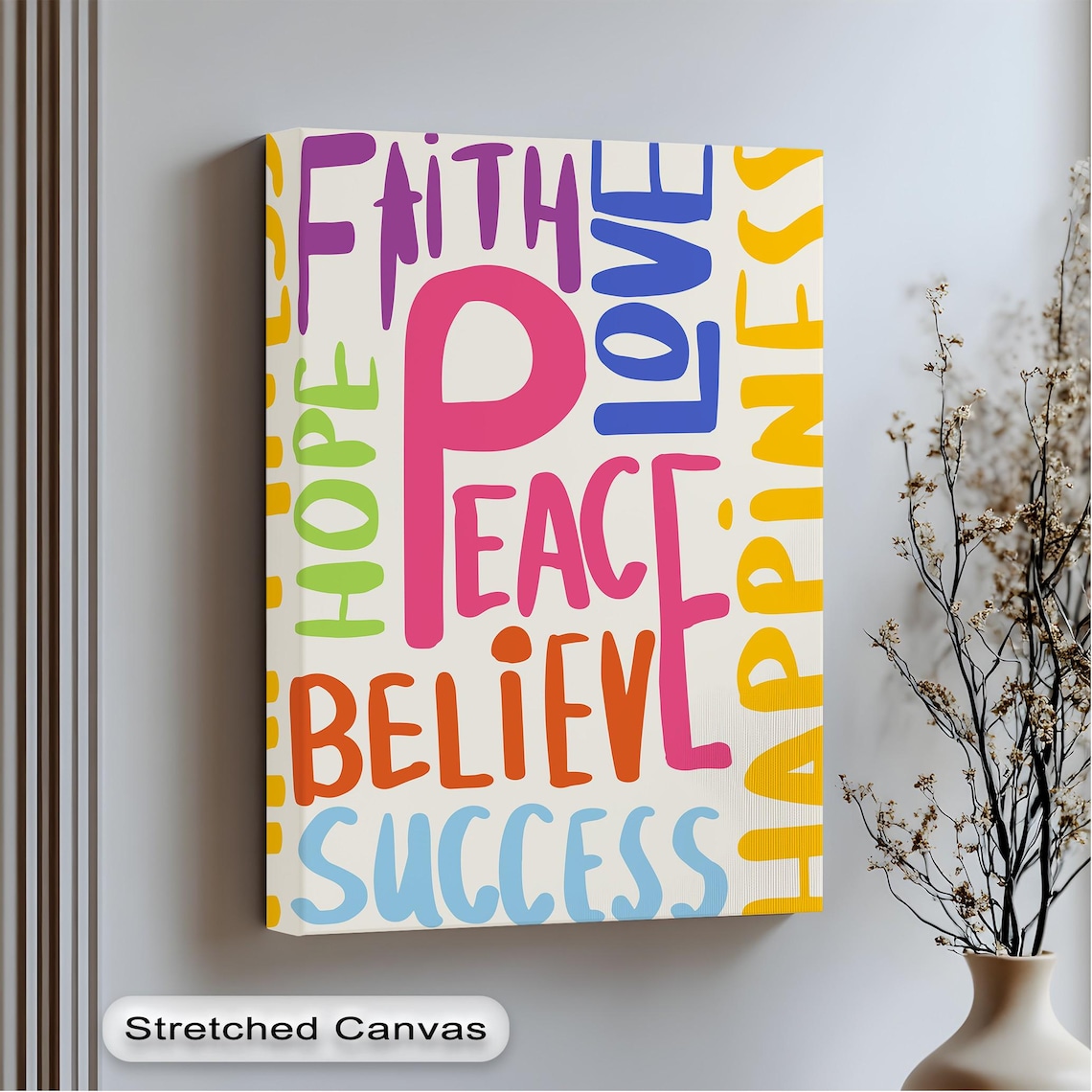 Motivational Canvas Print Faith Hope Love Peace Modern Wall Art