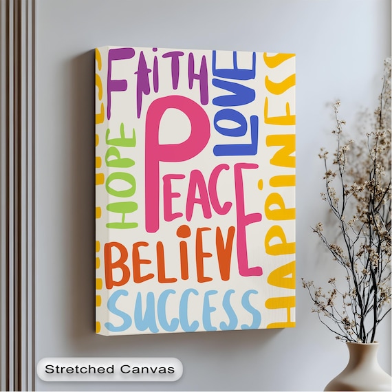Motivational Canvas Print Faith Hope Love Peace Modern Wall Art