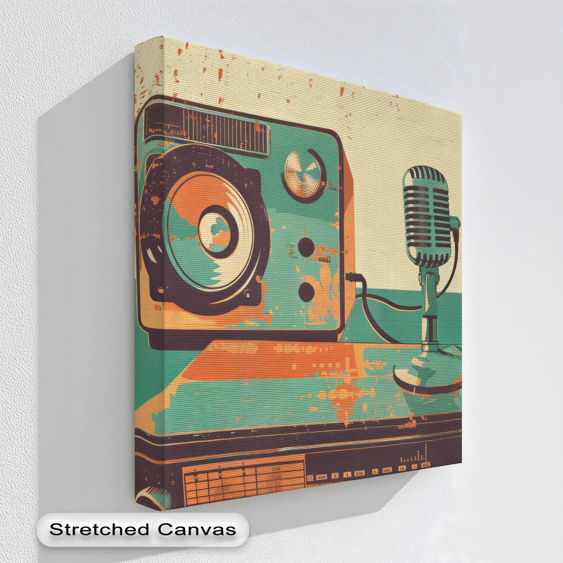 Vintage Microphone And Speaker Retro Studio Audio Art Poster