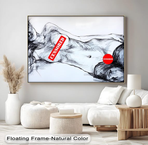 Abstract Female Body Sketch Wall Art Black Line Drawing Canvas Print Modern Minimal Nude For Bedroom Or Studio