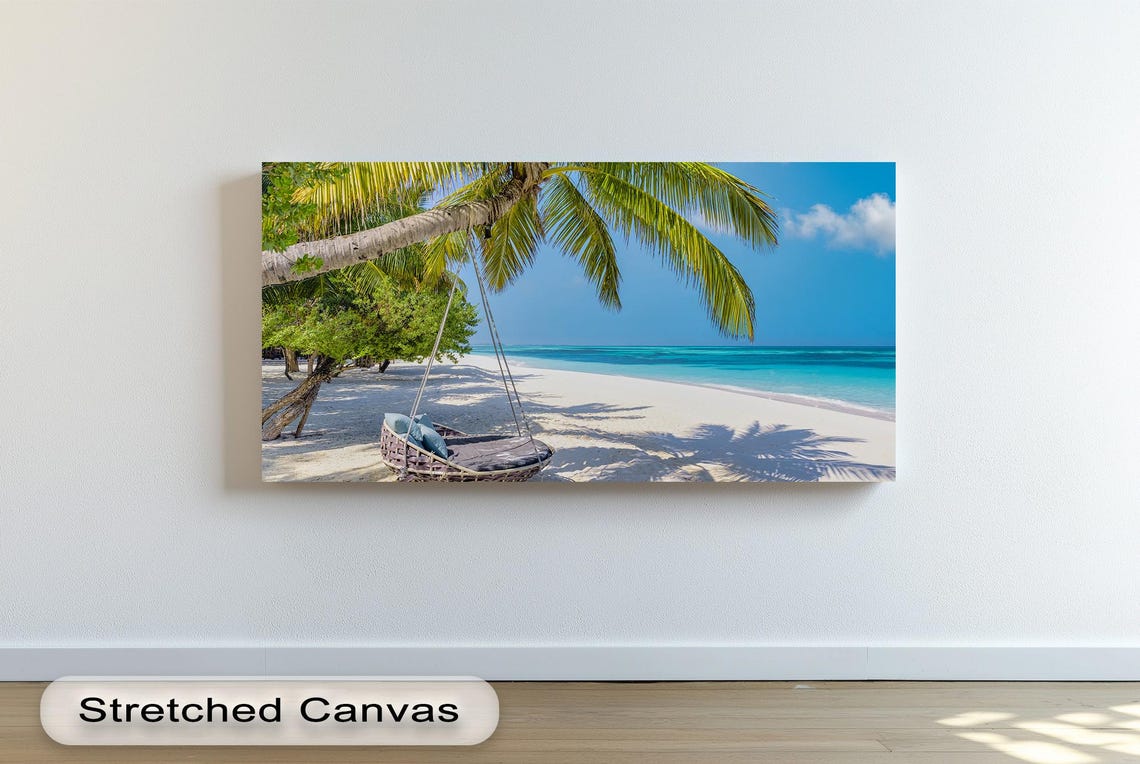 Panoramic Tropical Beach Swing Turquoise Ocean Paradise Poster
