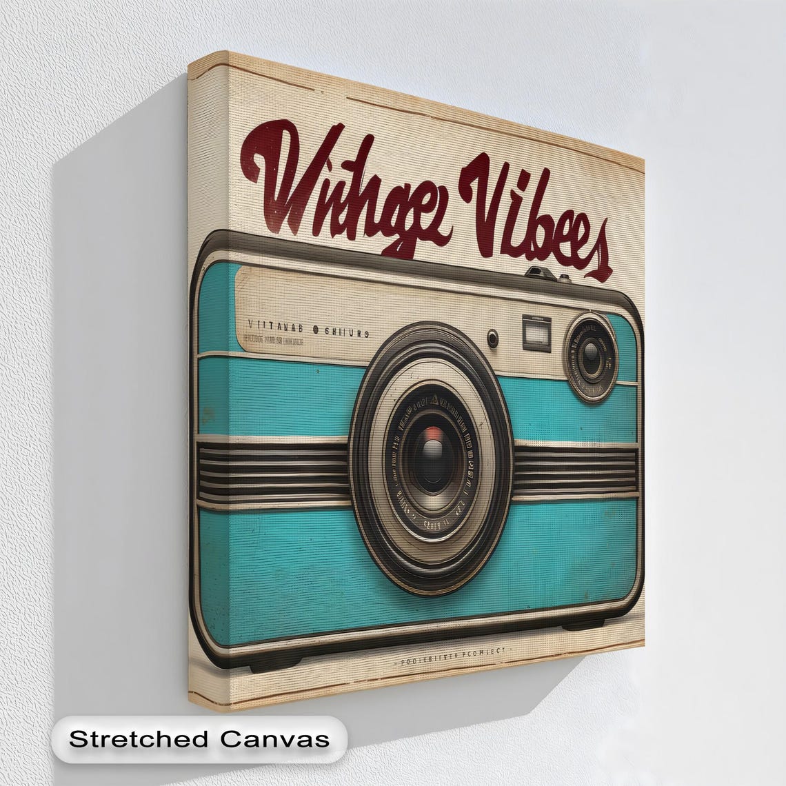Vintage Vibes Teal Retro Film Camera Classic Photography Art Poster