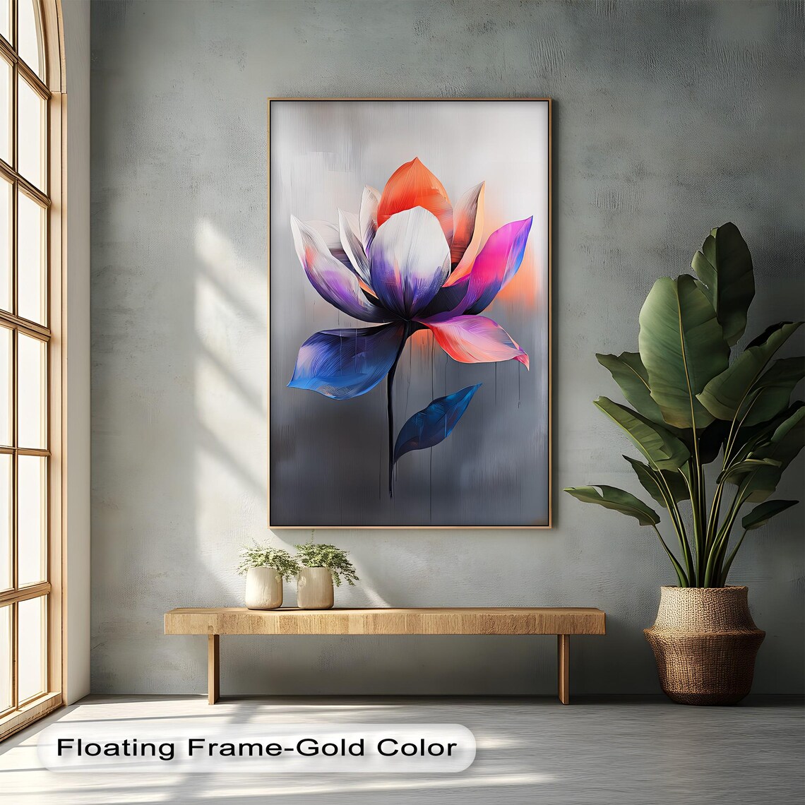 Abstract Floral Canvas Art Modern Botanical Uv Print Framed Or Unframed