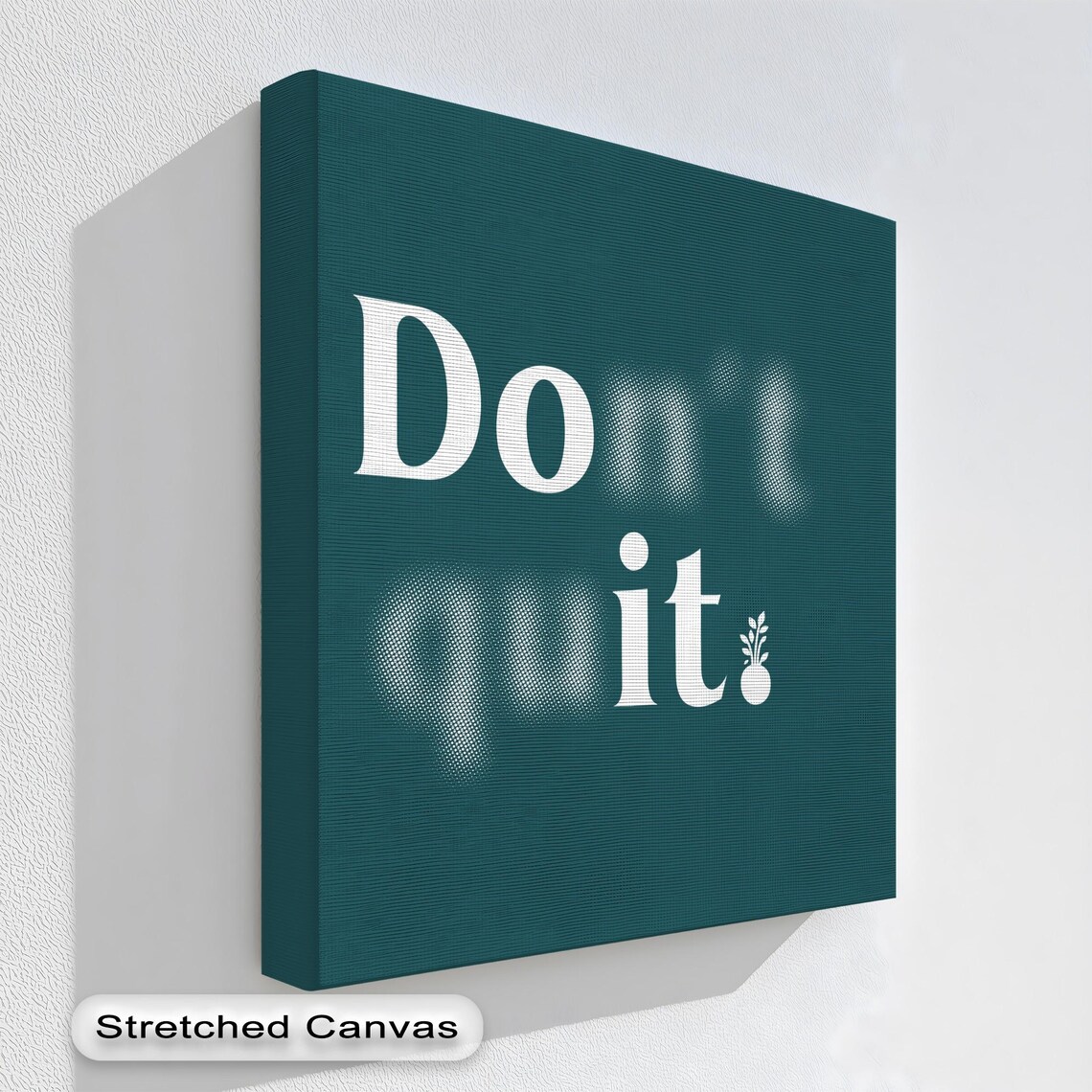 Motivational Teal Canvas Wall Art Dont Quit Quote Natural Wood Frame