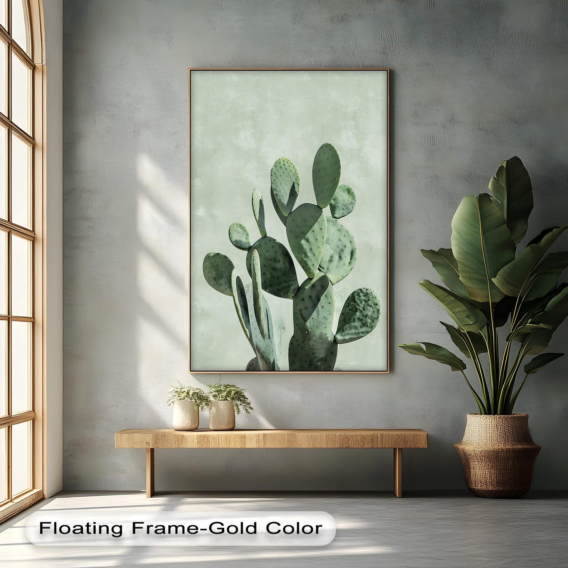 Prickly Pear Cactus Pads Soft Sage Green Desert Botanical Poster