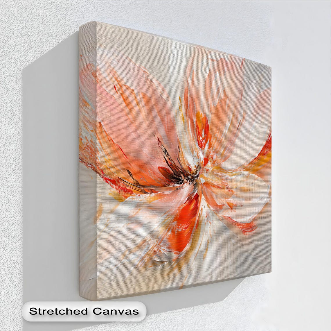 Coral Abstract Bloom Flower Soft Warm Modern Canvas Art Poster