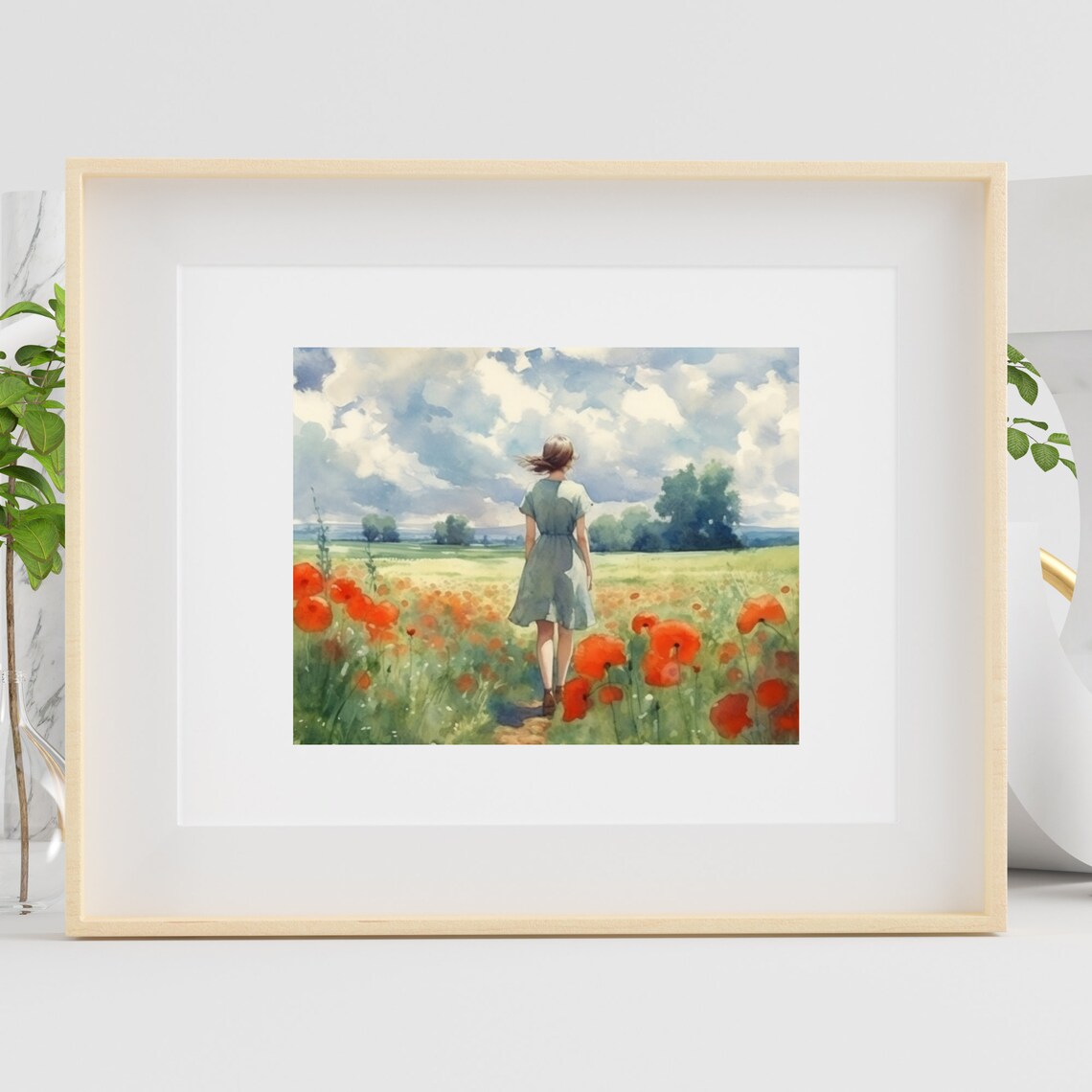 Poppies Field Landscape, Botanical Art Print - Image 3
