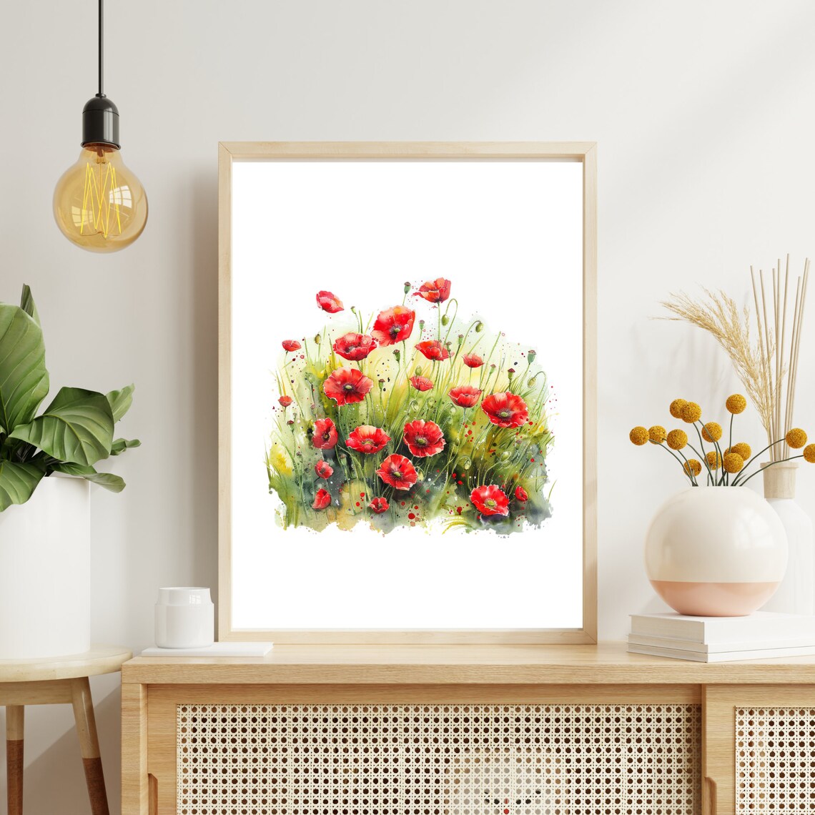 Poppies Watercolor Painting, Floral Landscape Print - Image 4