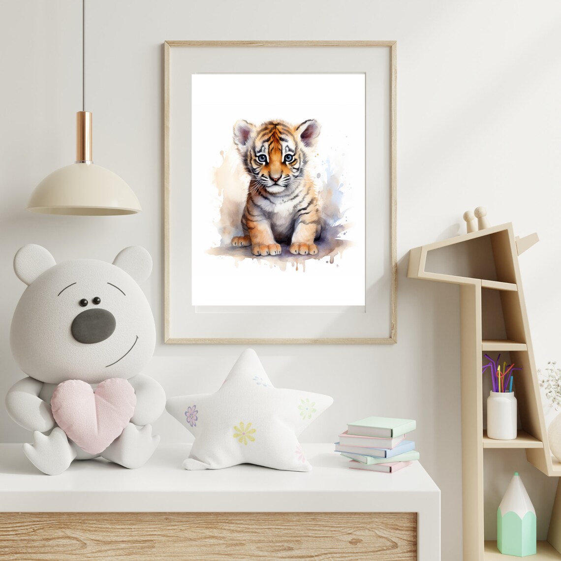 Baby Tiger Cub Watercolor Cute Safari Animal Nursery Art Print - Image 2