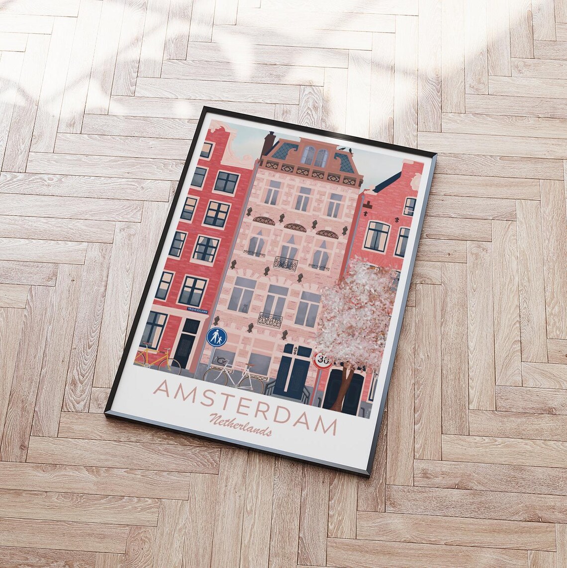 Amsterdam City Illustration Amsterdam Travel Poster Holland Travel Print Amsterdam Illustration Holland Poster Amsterdam Holiday Gift - Image 3