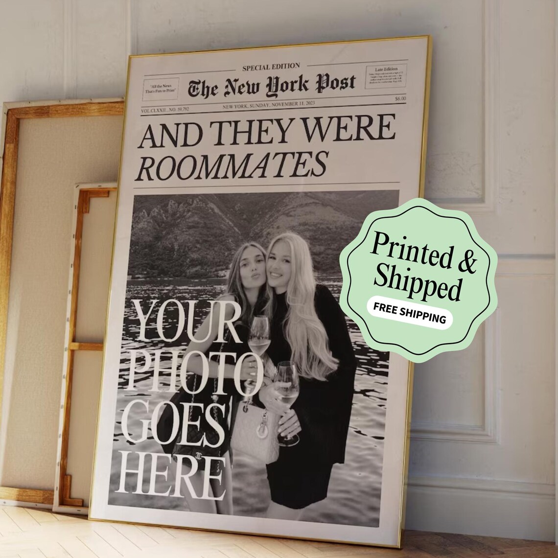 Personalized Newspaper Poster And They Were Roommates Custom Photo Gift