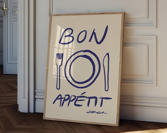 Bon Appetit Mid-Century Kitchen Poster Print