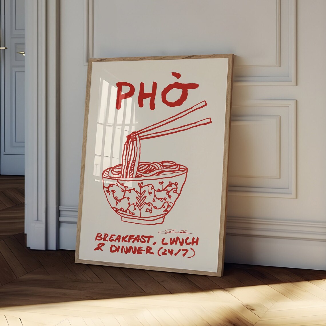 Pho Noodles Vietnam Food Poster, Kitchen Art Print