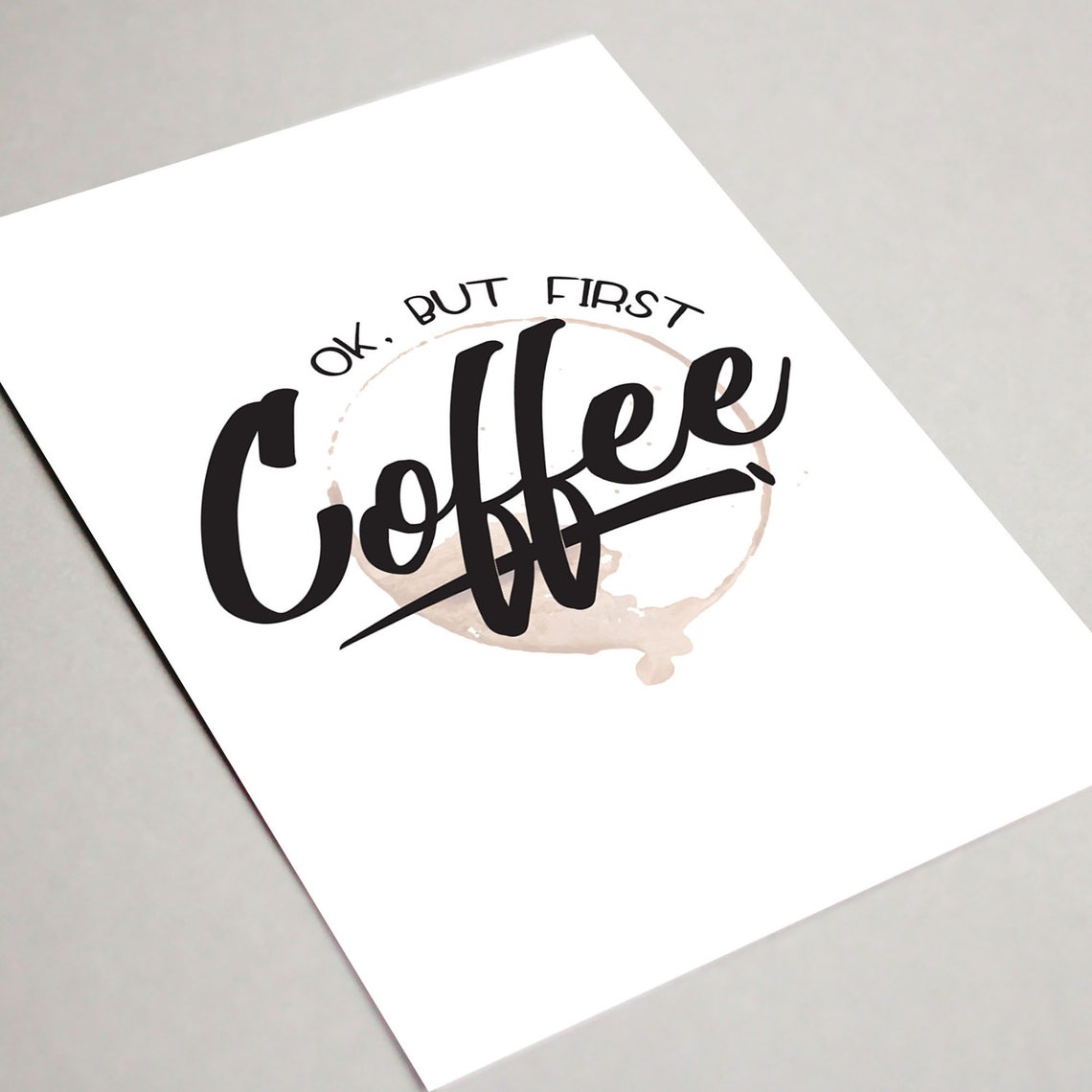 Ok But First Coffee Ok But 1st Coffee Coffee Lover Typography Poster Simple Art Coffee Addict Coffee Poster - Image 2