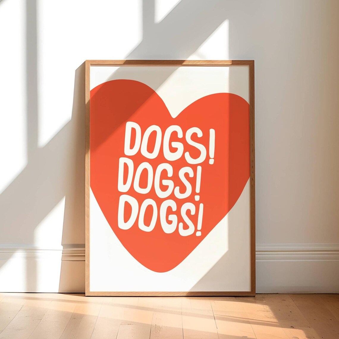 I Love Dogs Dog Illustration Art Print, Pet Decor