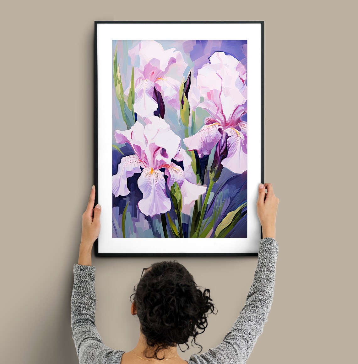 Lavender Iris Blossoms Purple Floral Oil Painting Spring Poster - Image 2