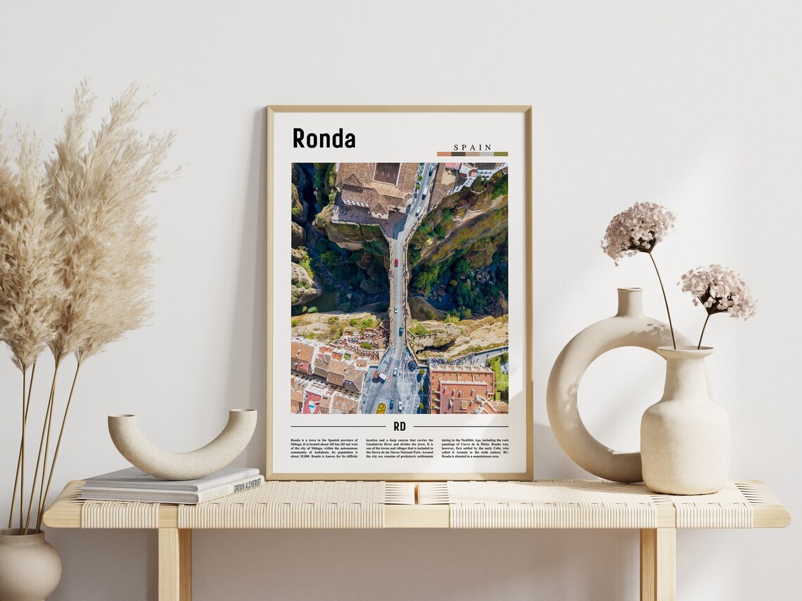 Ronda Spain Puente Nuevo Bridge Gorge Aerial View Travel Poster - Image 3