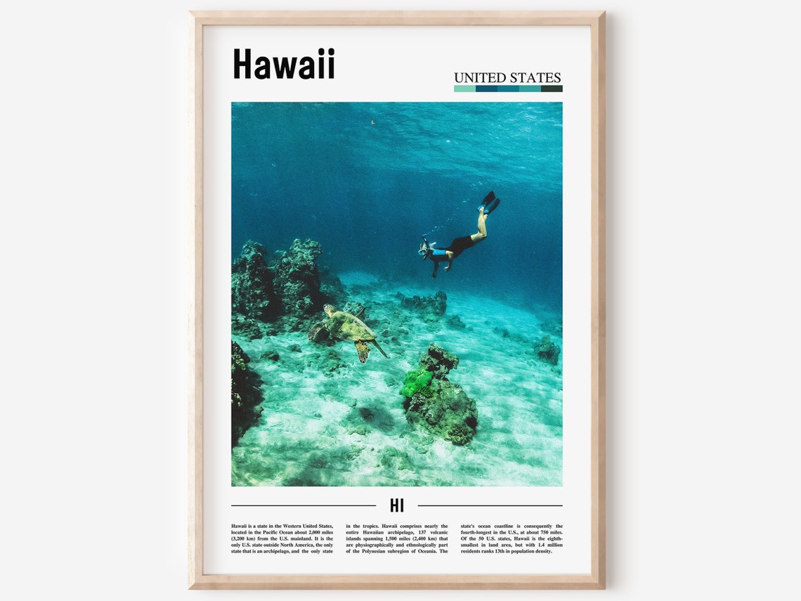 Hawaii Poster Hawaii Print Hawaii Wall Art United States Photo United States Poster United States Print Travel Poster