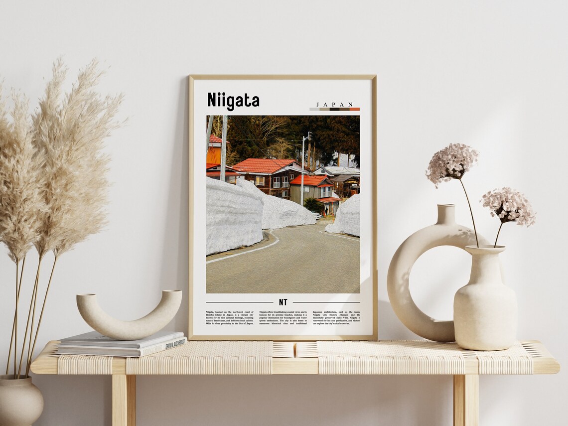 Niigata Japan Winter Snow Village Street Scene Travel Poster - Image 3