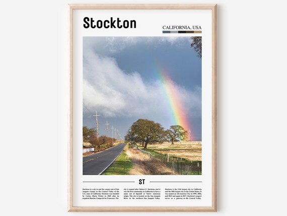 Stockton California Country Road Rainbow After Rain Travel Poster