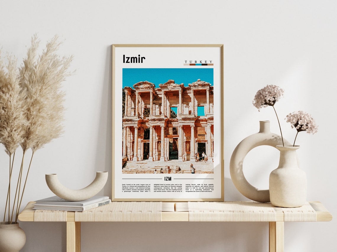 Izmir Turkey Ancient Stone Ruins Column Facade Travel Poster - Image 3