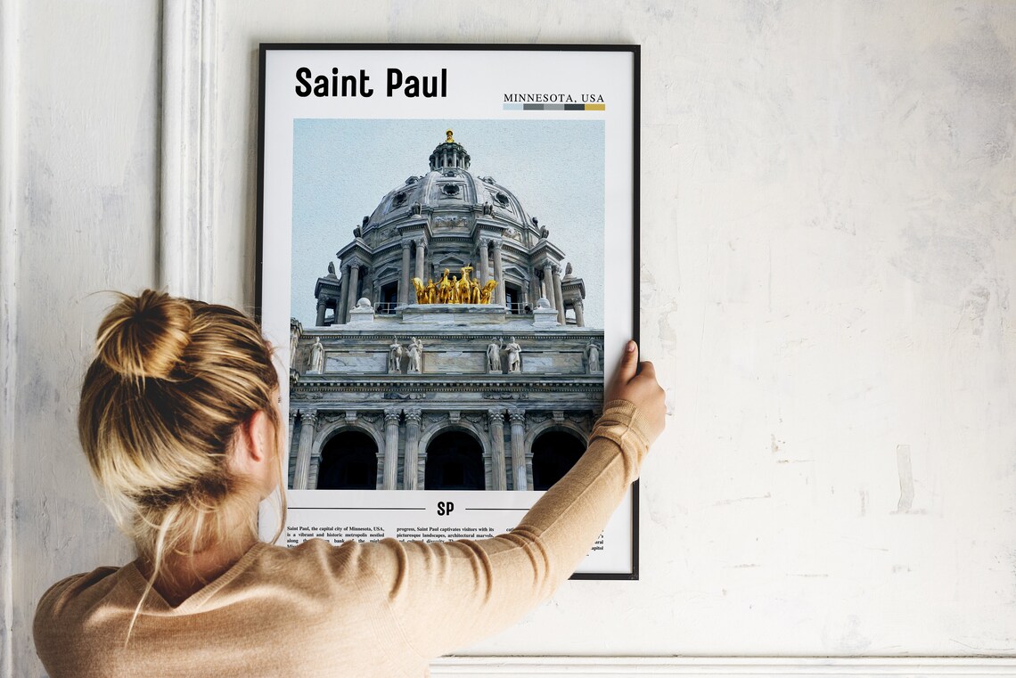 Saint Paul Minnesota State Capitol Golden Dome Landmark Travel Poster - Image 2