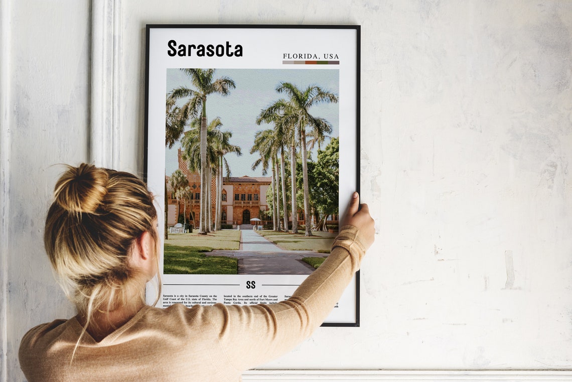 Sarasota Print Sarasota Poster Sarasota Wall Art Oil Painting Poster Colorful City Print City Artwork Travel Artwork Travel Wall Art - Image 2